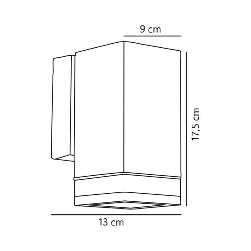 Applique Murale Elm Single Aluminium Noir, H.18 - Ip44 - Gu10 / Extérieur