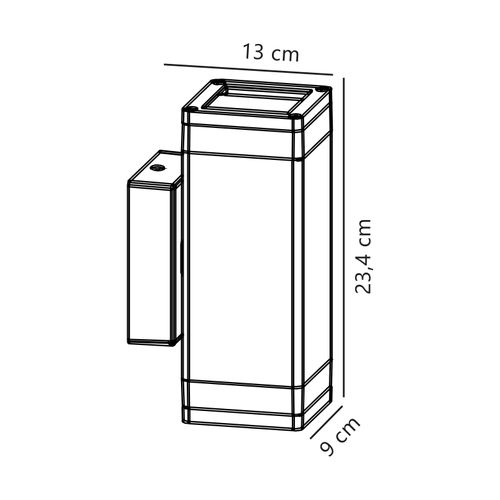 Applique Murale Elm Double Aluminium Noir, H.23.4 - Ip44 - Gu10 / Extérieur