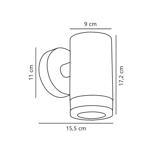 Applique Murale Birk Single Aluminium Noir, H.17.2 - Ip44 - Gu10 / Extérieur