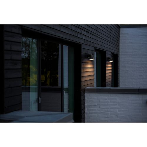 Applique Murale Front Single Aluminium Noir, H.15.6 - Ip44 - Gu10 / Extérieur