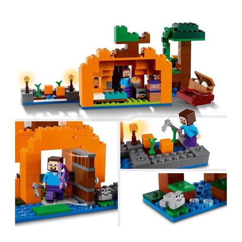 Minecraft 21248 La Ferme Citrouille, Jouet De Maison Avec Figurines Steve Et Sorciere