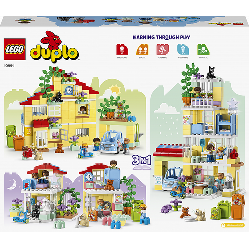 Duplo Ma Ville 10994 La Maison Familiale 3en1, Jouet Maison De Poupée Avec Voiture