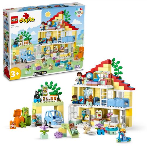 Duplo Ma Ville 10994 La Maison Familiale 3en1, Jouet Maison De Poupée Avec Voiture