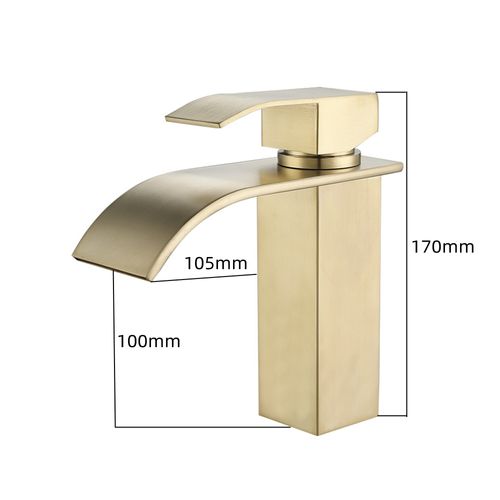 Robinet Lavabo Cascade Moderne Mitigeur Pour Salle De Bain Cuisine Eau Chaude Et Froide Or