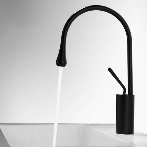 Robinet Lavabo Moderne Mitigeur Monocommande Pour Salle De Bain Cuisine Avec Tuyau G3/8" Noir