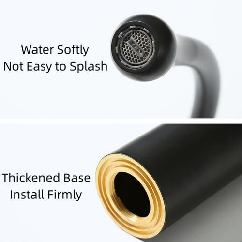 Robinet Lavabo Moderne Mitigeur Monocommande Pour Salle De Bain Cuisine Avec Tuyau G3/8" Noir