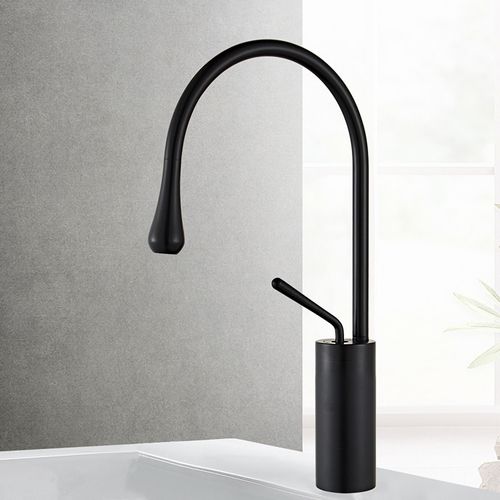 Robinet Lavabo Moderne Mitigeur Monocommande Pour Salle De Bain Cuisine Avec Tuyau G3/8" Noir