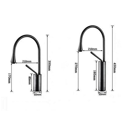 Robinet Lavabo Moderne Mitigeur Monocommande Pour Salle De Bain Cuisine Avec Tuyau G3/8" Noir