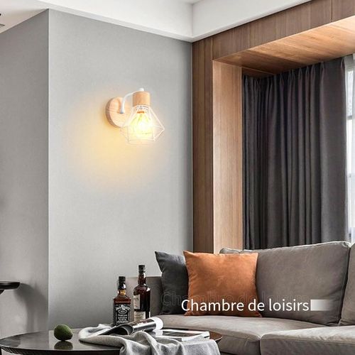 2 Pièces Applique Murale Vintage En Métal Lampe Éclairage Murale Industrielle Cuisine Salon Blanc