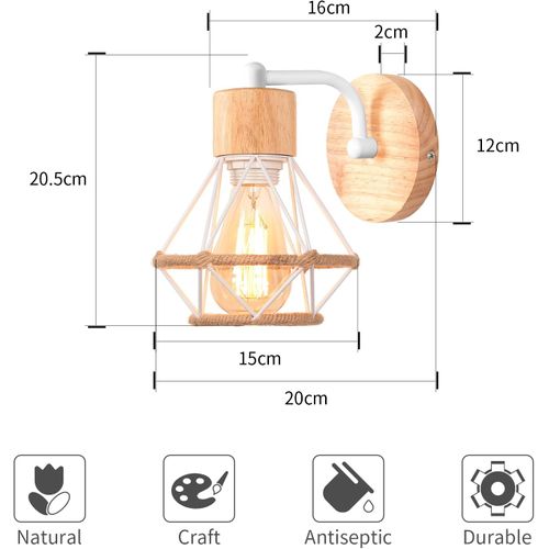 Applique Murale Interieur Vintage E27 Éclairage En Métal Lampe Murale Industrielle Blanc