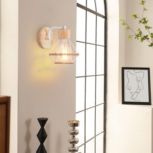 Applique Murale Interieur Vintage E27 Éclairage En Métal Lampe Murale Industrielle Blanc