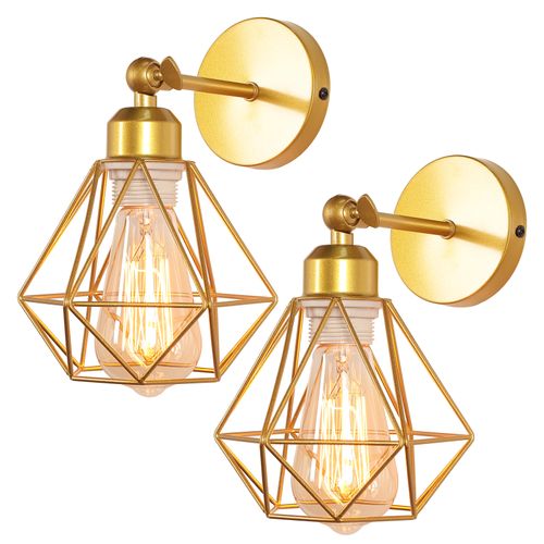 Lot De 2 Applique Murale Interieur Réglable E27 Lampe De Murale Industrielle Or