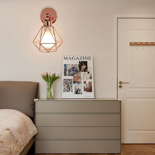 Applique Murale Réglable Plafonnier Vintage E27 Lampe De Murale Cage Industrielle Rose