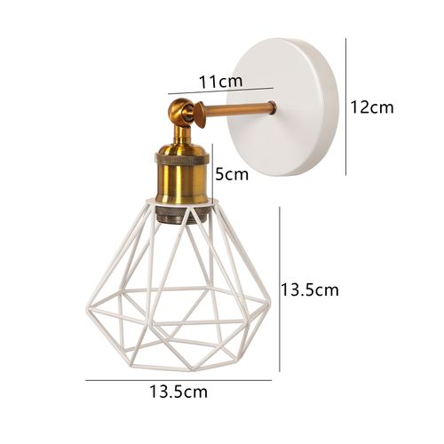Applique Murale Réglable Plafonnier Vintage E27 Lampe De Murale Cage Industrielle Blanc Bronze