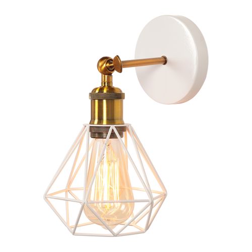 Applique Murale Réglable Plafonnier Vintage E27 Lampe De Murale Cage Industrielle Blanc Bronze