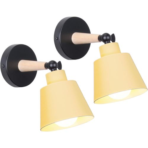 2 Pièces Applique Murale Réglable E27 Lampe De Murale Pour Couloir Salon Chambre Jaune Clair