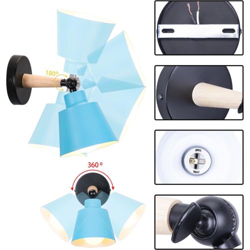 Applique Murale Luminaire E27 Lampe De Murale En Métal Pour Salon Chambre Couloir Bleu