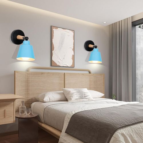 2 Pièces Applique Murale Réglable E27 Lampe De Murale Pour Couloir Salon Chambre Bleu