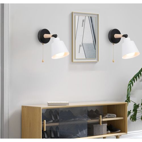 2 Pièces Applique Murale Interieur E27 Lampe Murale Réglable Avec Interrupteur Blanc