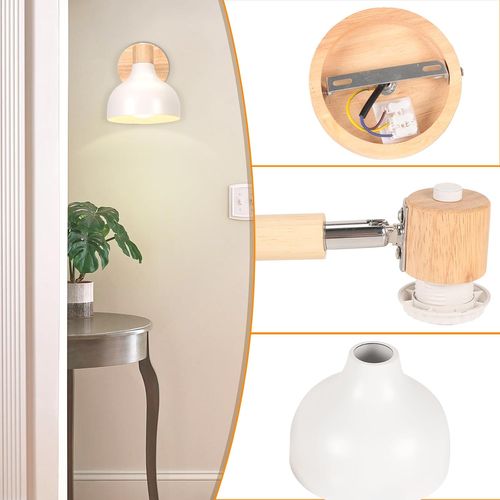 Applique Murale Moderne E27 Lampe De Murale Réglable Sans Ampoules Pour Chambre Couloir Salon Blanc