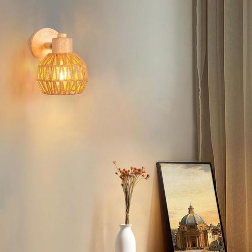 Applique Murale Rétro E27 Lampe Murale Interieur Abat-jour Réglable Plafonnier Éclairage Marron