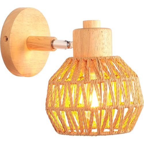 Applique Murale Rétro E27 Lampe Murale Interieur Abat-jour Réglable Plafonnier Éclairage Marron