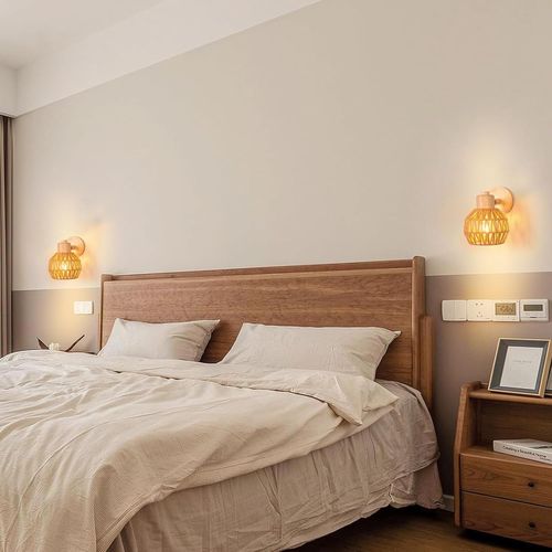 Applique Murale Rétro E27 Lampe Murale Interieur Abat-jour Réglable Plafonnier Éclairage Marron