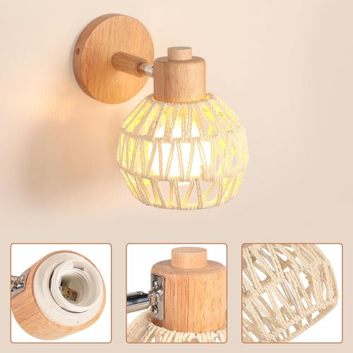 Applique Murale Rétro E27 Lampe Murale Interieur Abat-jour Réglable Plafonnier Éclairage Blanc