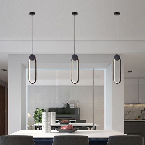 Lampe à Suspension Créative Suspension Luminaire Moderne LED Noire Luminaire D'intérieur Blanc Chaud