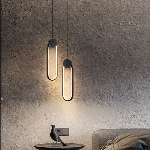 Lampe à Suspension Créative Suspension Luminaire Moderne LED Noire Luminaire D'intérieur Blanc Chaud