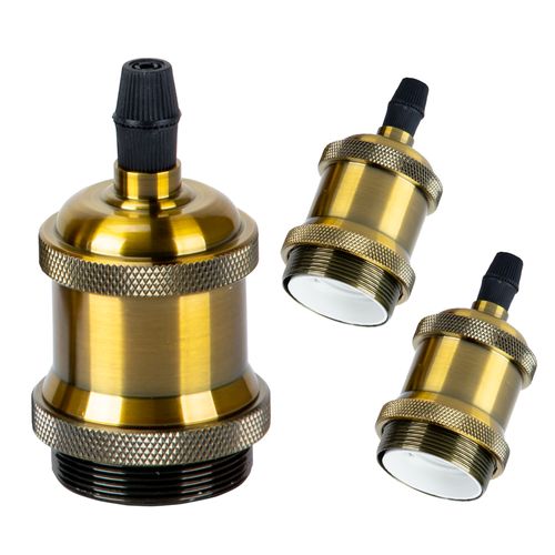 3pcs E27 Pied De Lampe Simple Retroe Plafonnier Vintage Lampe Suspendue D'intérieur Bronze