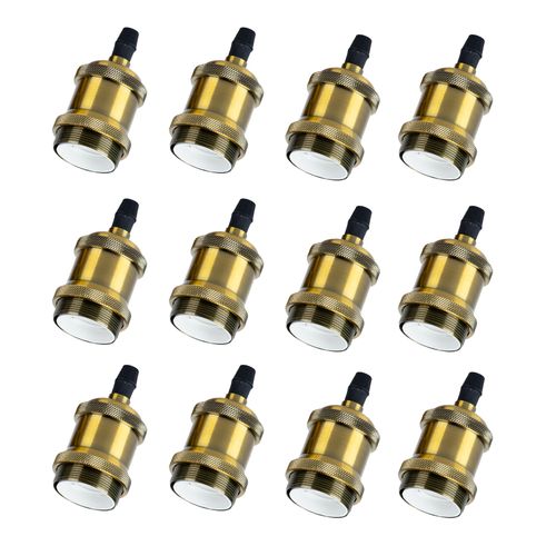 12pcs E27 Pied De Lampe Simple Retroe Plafonnier Vintage Lampe Suspendue D'intérieur Bronze