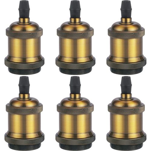 6pcs E27 Pied De Lampe Simple Retroe Plafonnier Vintage Lampe Suspendue D'intérieur Bronze 1