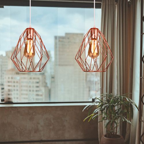 Suspension Luminaire D'intérieur Rétro Plafonnier Moderne Lampe à Suspension Métal Or Rose E27