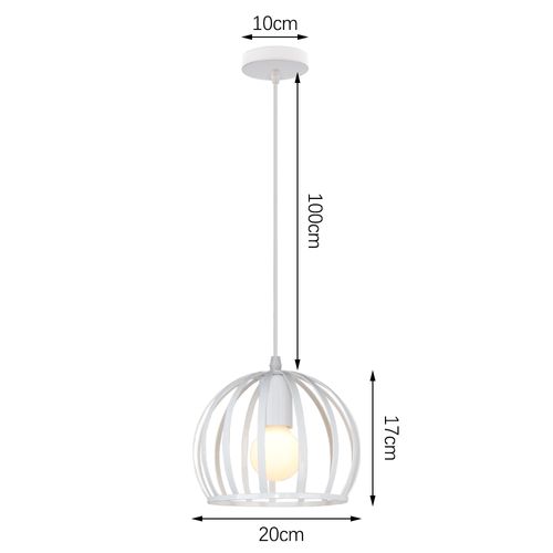 2pcs Suspension Luminaire Vintage Lustre Moderne Plafonnier Rond En Métal Fer Pour Intérieur Blanc