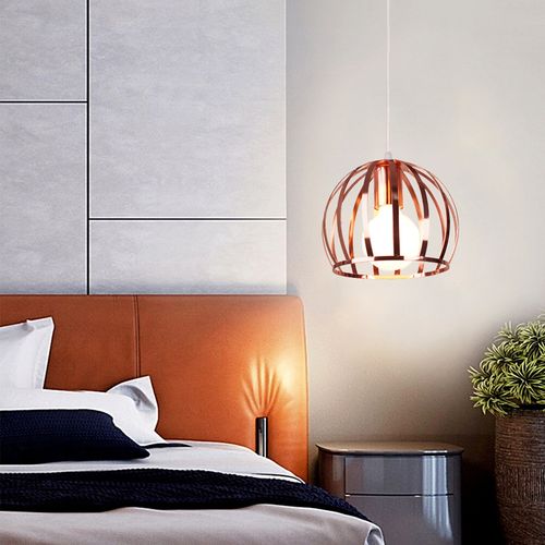 2pcs Suspension Luminaire Vintage Lustre Moderne Plafonnier Rond En Métal Fer Pour Intérieur Or Rose