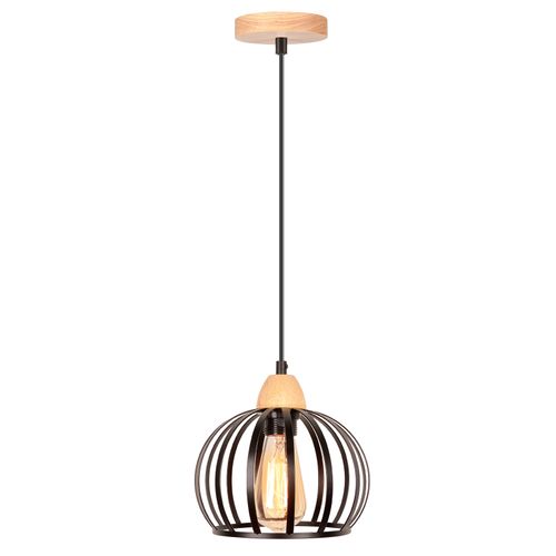 Suspension Luminaire Vintage Intérieur Lustre Moderne Plafonnier Rond En Métal Fer Noir
