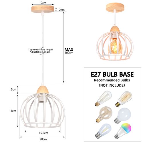 2pcs Suspension Luminaire Vintage Intérieur Lustre Moderne Plafonnier Rond En Métal Fer Blanc