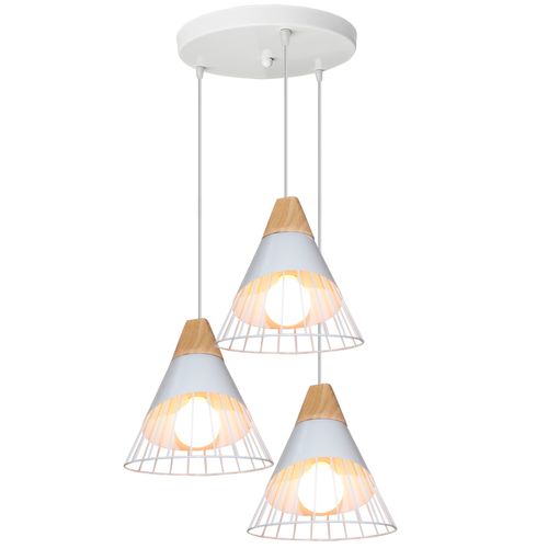 Lampe à Suspension Moderne Blanc Abat-jour En Métal 60w Plafonnier Rétro D'intérieur