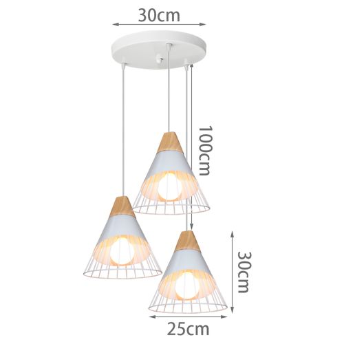 Lampe à Suspension Moderne Blanc Abat-jour En Métal 60w Plafonnier Rétro D'intérieur