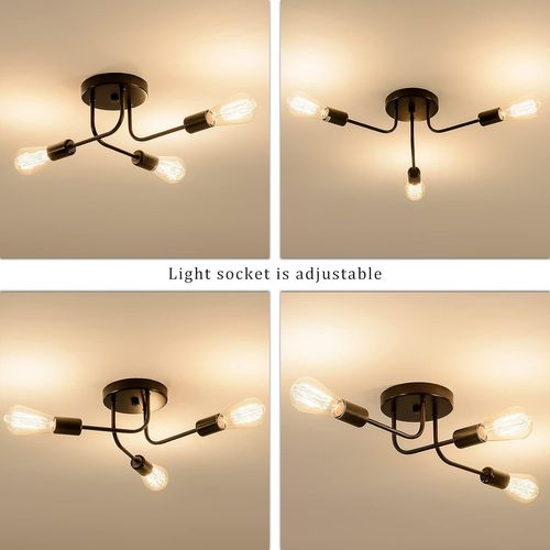 Lustre Rétro Noir Plafonnier – Luminaire Design Pour Chambre Ou Salon, Ampoule E27