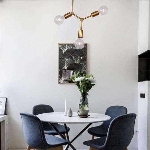 Moderne Plafonnier Industriel 3 Lumières E27 Lustre Suspension Éclairage Pour Salon Chambre Or