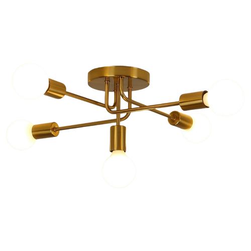 Plafonnier Industriel Vintage Lustre Suspension Moderne 5 Lumières E27 Éclairage De Plafond Or