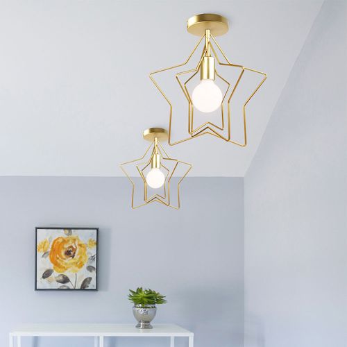 Lot De 2 Plafonnier Moderne Étoile Créative Lampe De Plafond Ajustable Cuisine Chambre Couloir Doré
