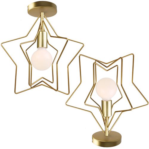 Lot De 2 Plafonnier Moderne Étoile Créative Lampe De Plafond Ajustable Cuisine Chambre Couloir Doré