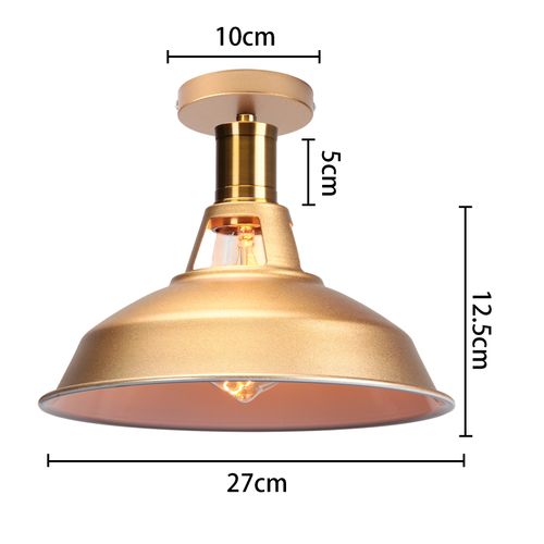 Lot De 2 Plafonnier Industriel Vintage E27 Lustre Abat-jour Lampe De Plafond Intérieur Doré