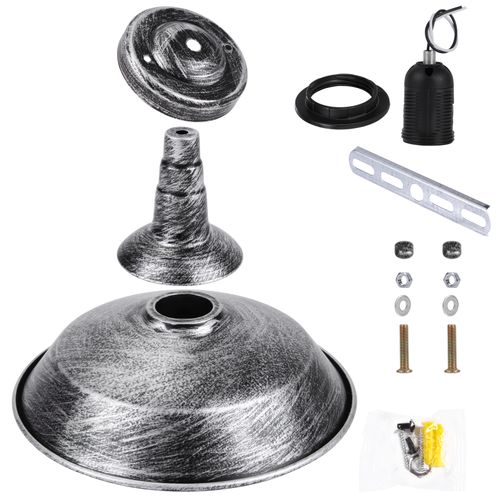 Plafonnier Industriel Vintage E27 Éclairage Intérieur Lampe De Plafond Sans Ampoule Argenté