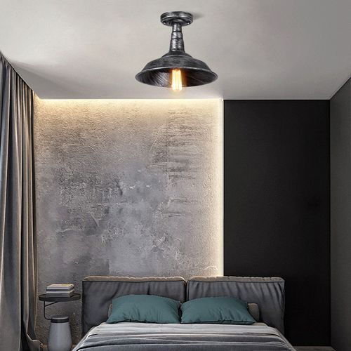 Plafonnier Industriel Vintage E27 Éclairage Intérieur Lampe De Plafond Sans Ampoule Argenté