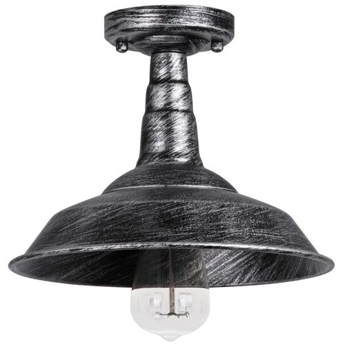 Plafonnier Industriel Vintage E27 Éclairage Intérieur Lampe De Plafond Sans Ampoule Argenté