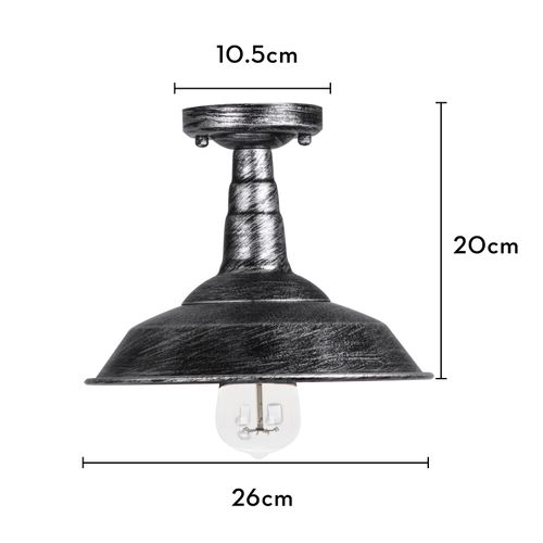 Plafonnier Industriel Vintage E27 Éclairage Intérieur Lampe De Plafond Sans Ampoule Argenté